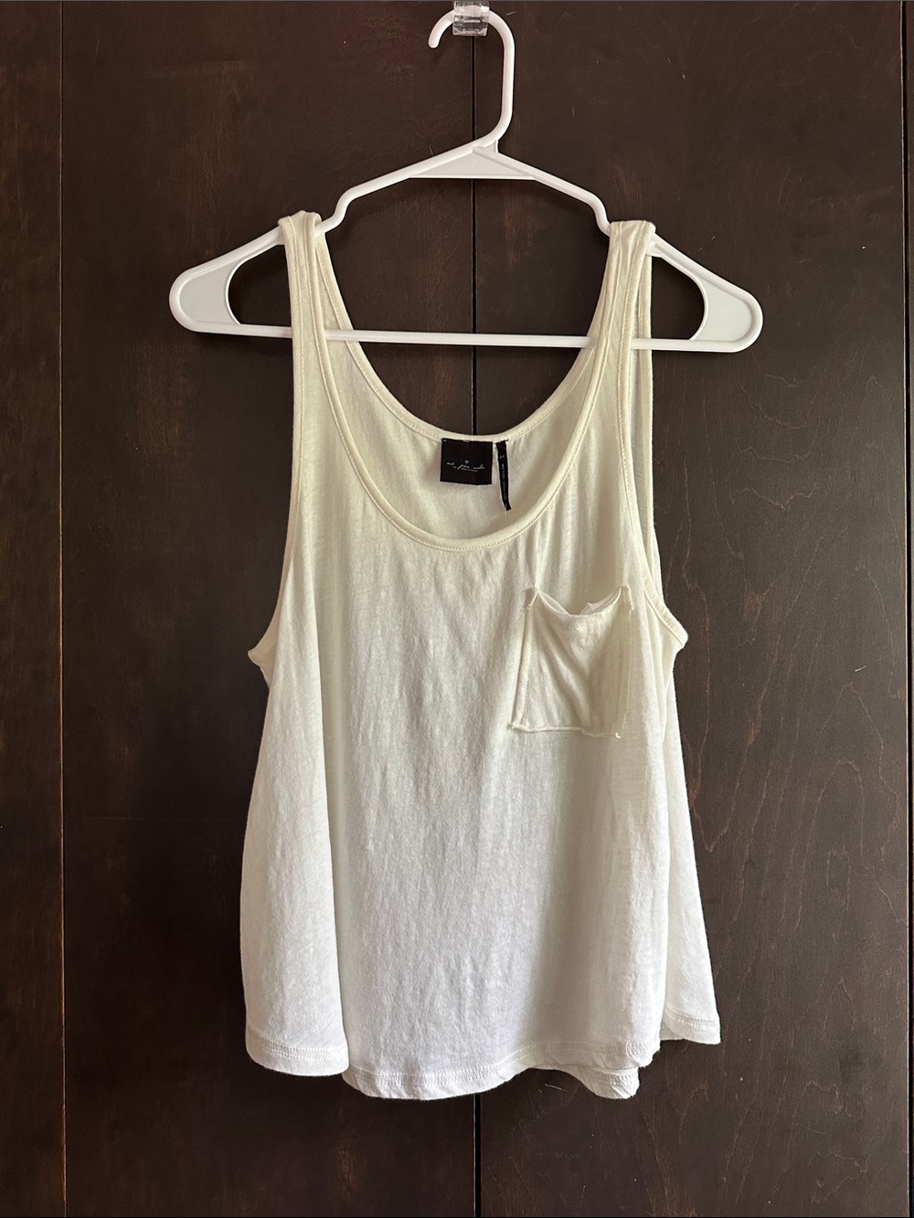 Urban Outfitters Ivory Scoop Neck Pocket Tank